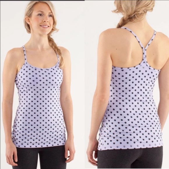 lululemon athletica Tops - Lululemon Power Y Tank Black Grey Dots